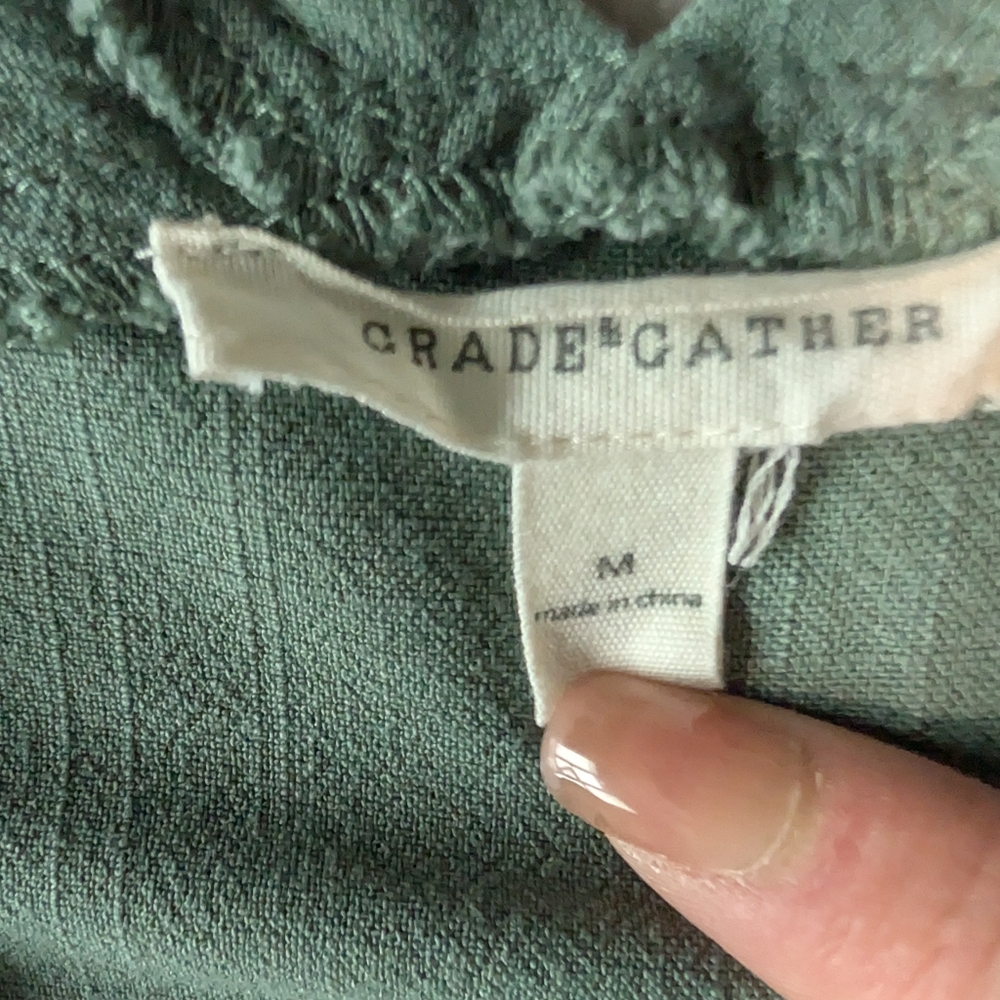 Linen Blend V Neck Dolman Sleeve Tunic Dress Teal Coastal Boho Seafoam Green M - Picture 9 of 13